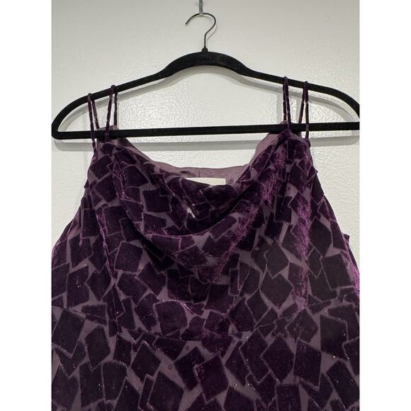 Evan Picone Size 12P Y2K Velvet Burnout Fairycore Whimsigoth Midi Dress Purple - Picture 4 of 9